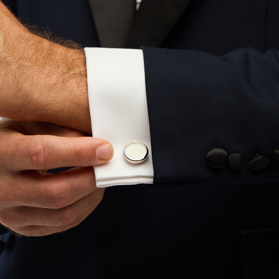 BVI Cufflink & Studs Set | Rooster Feathers | White Tux Accessory