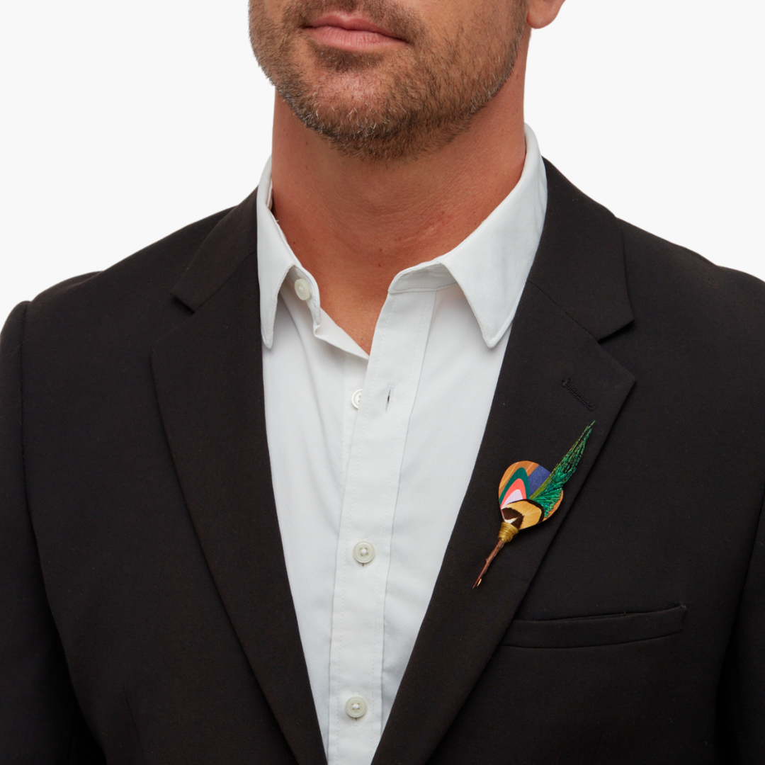 Colorful Feather Suit Pin