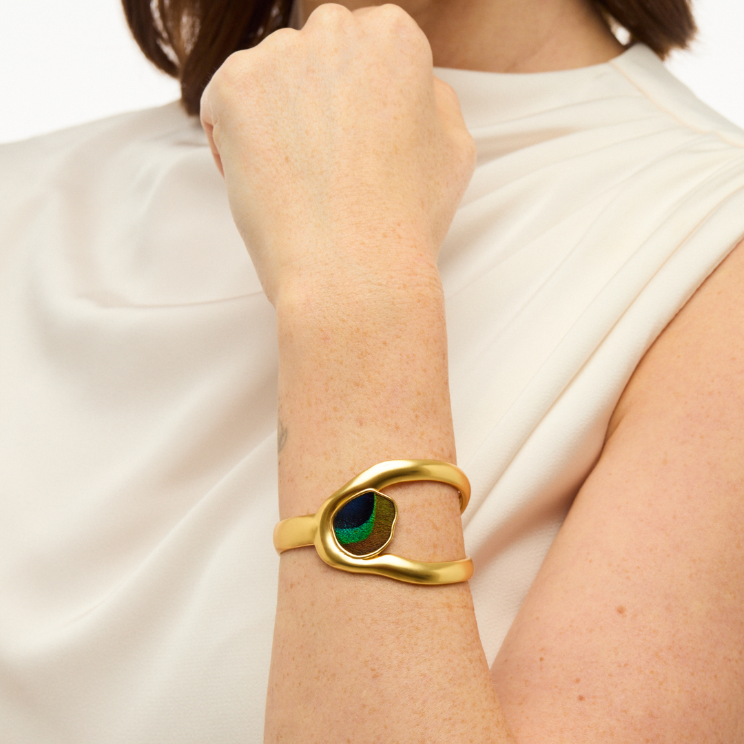 Madison Organic Cuff | Peacock Feathers | Charleston Crafted