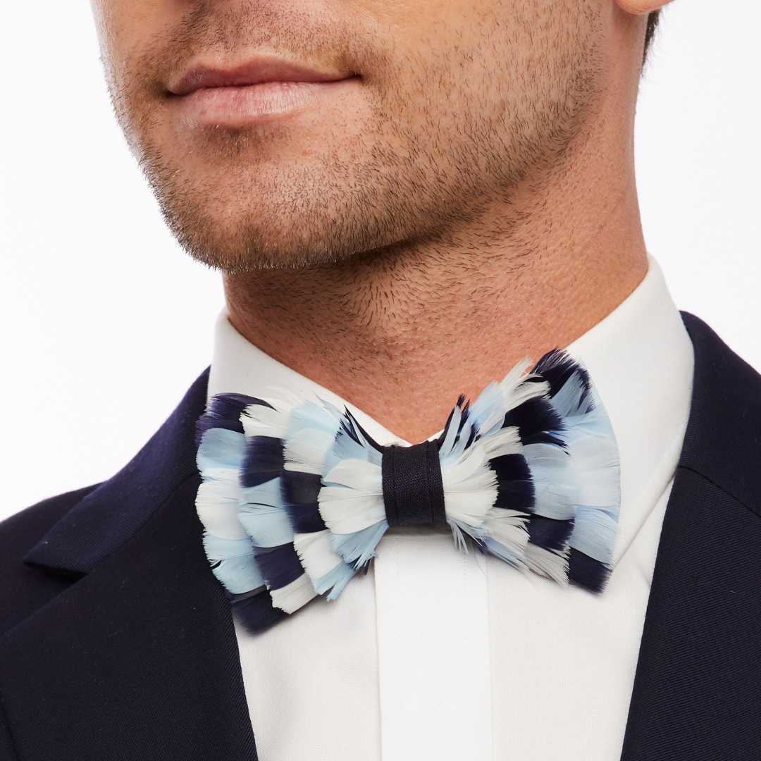 Summerall Bow Tie - Spring & Summer Shades of Blue Feathers