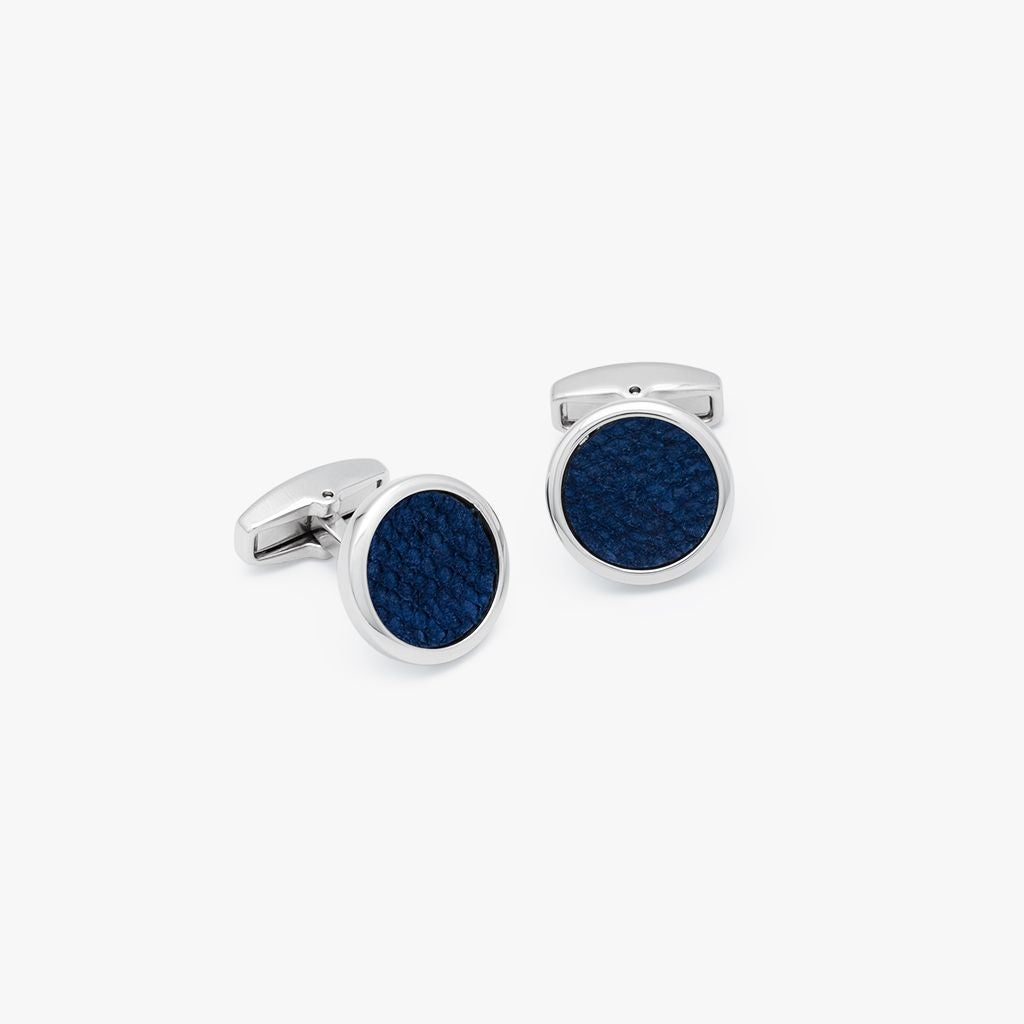 Rhodium-Plated Navy Blue Cufflinks with Atlantic Lionfish