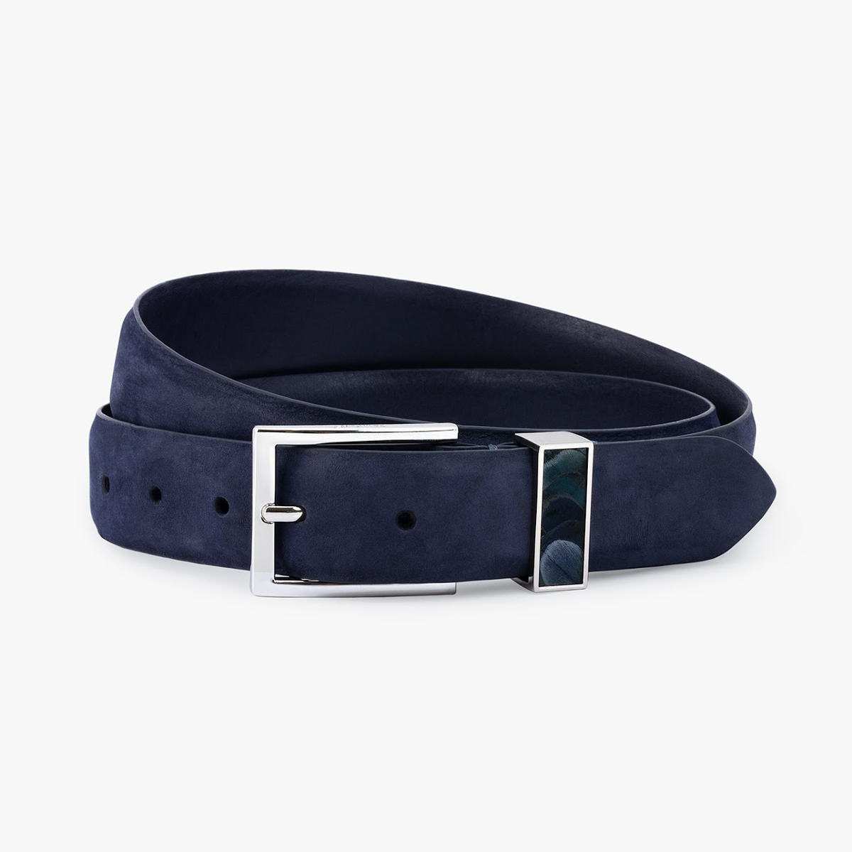 Bear Island Bear Belt | Navy Blue Leather | Pheasant Feathers