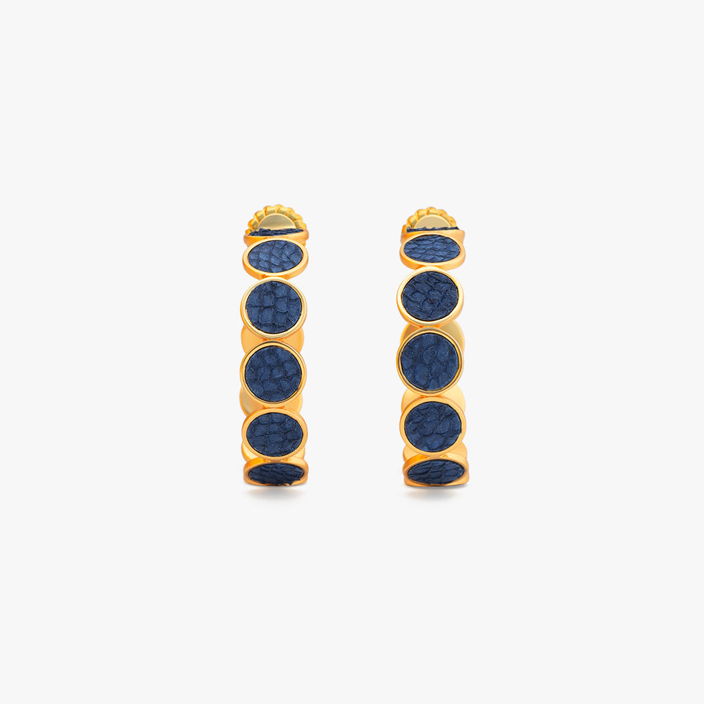 Lionfish Leather Earrings | Navy Leather Hoop Earrings
