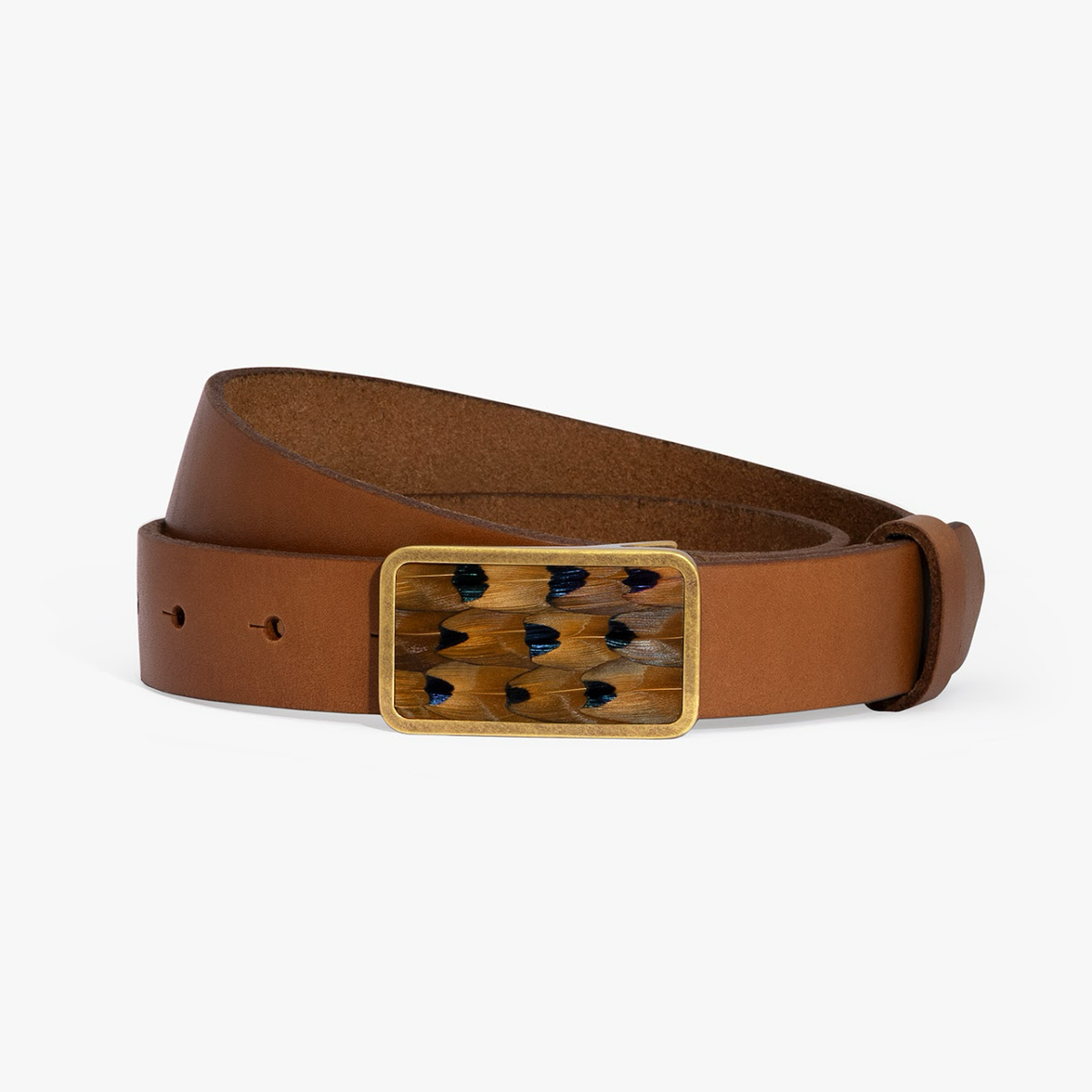 Punt Fibbia Wide Leather Belt Trippin Tipsey Belt | Pheasant Feathers | Gold Rated Tannery  main image 3