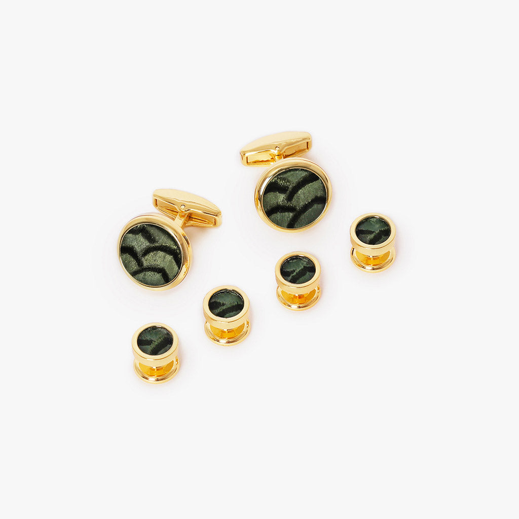 slim fit dress slacks Thompson MOP Yellow Gold Plated Shirt Studs – Tateossian London main image 1