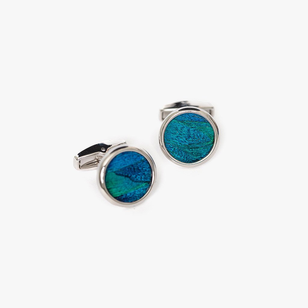Boutons De Manchette 10k Or Rose Avec Druzy Bleu – Forme Triangle, Dos Pivotant Argent, Neufs