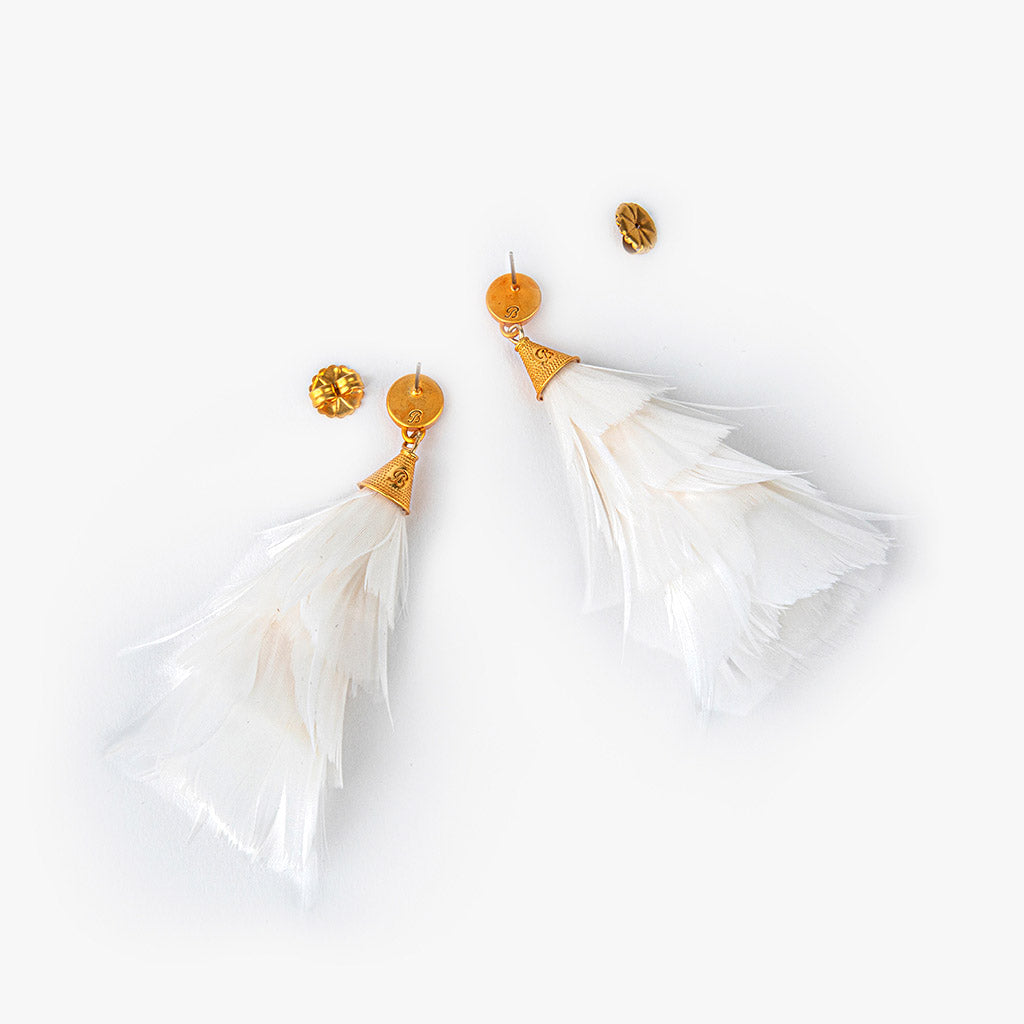 Project Cece  Dangle Feather Recycled Rubber Earrings