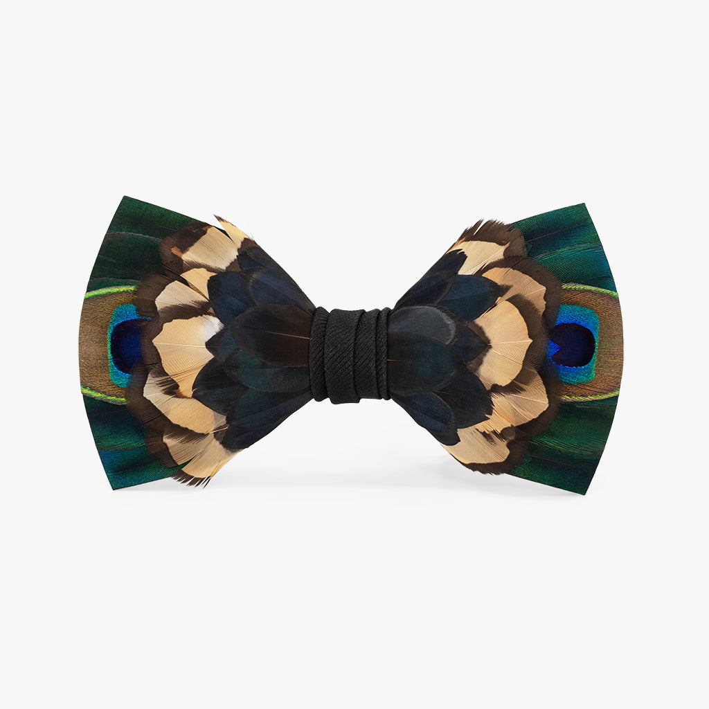 Nomad  Peacock and Pheasant Feather Bow Tie