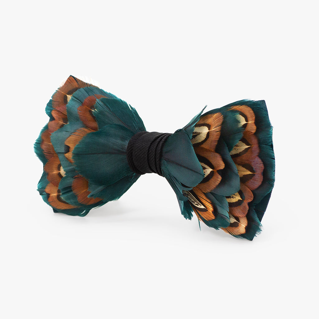 Peacock Silk Twilly Neck Bow — The Horseshoe Crab