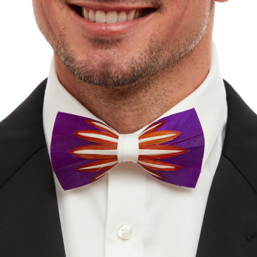 purple and orange bow tie