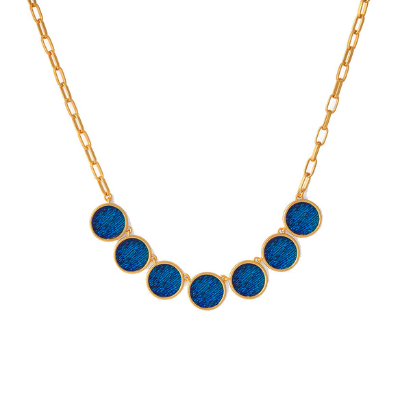 Multi Bezel Necklace w/Blue Peacock