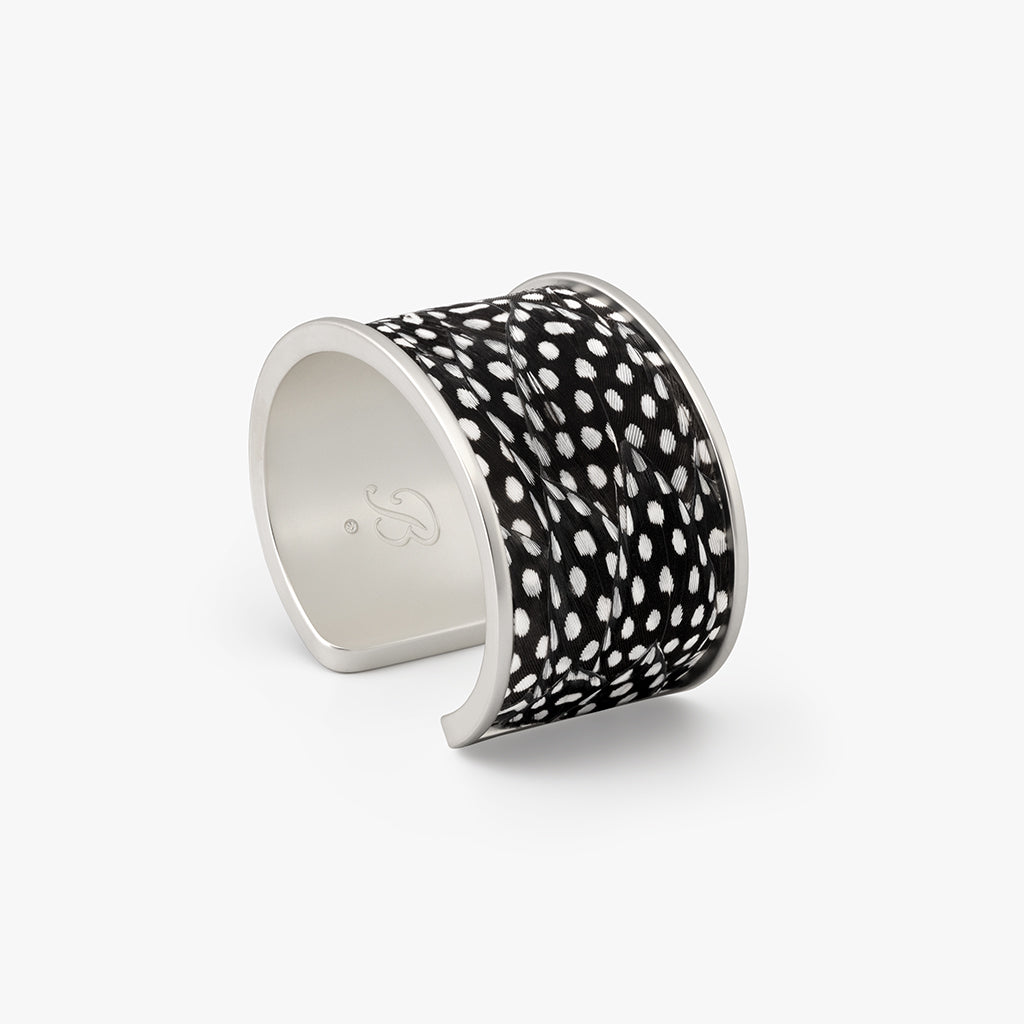 White & Black Feather Cuff | Polka Dot Bracelet | Brackish