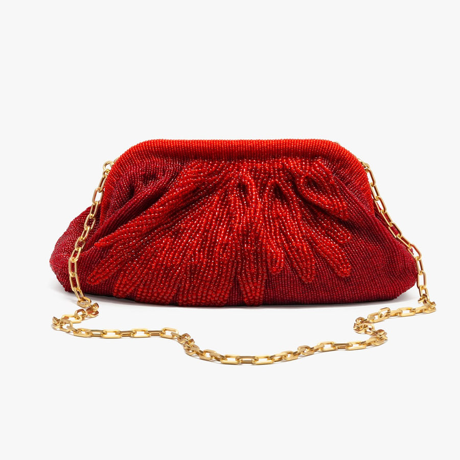 Le Jardin Handbag | Red Beaded Bag | Acrylic Chain