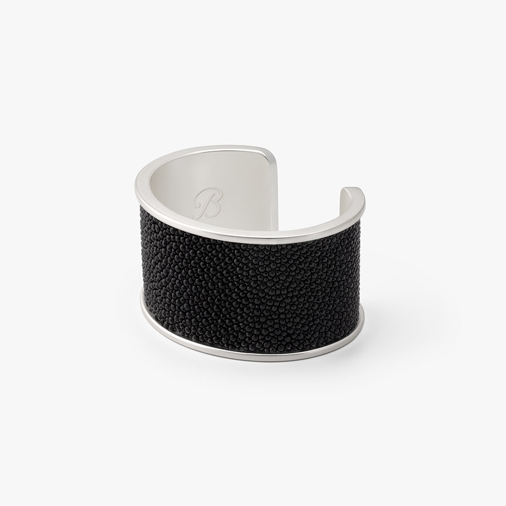 Stingray Cuff - Black Leather with 24k Gold Plate Hardware display picture 1