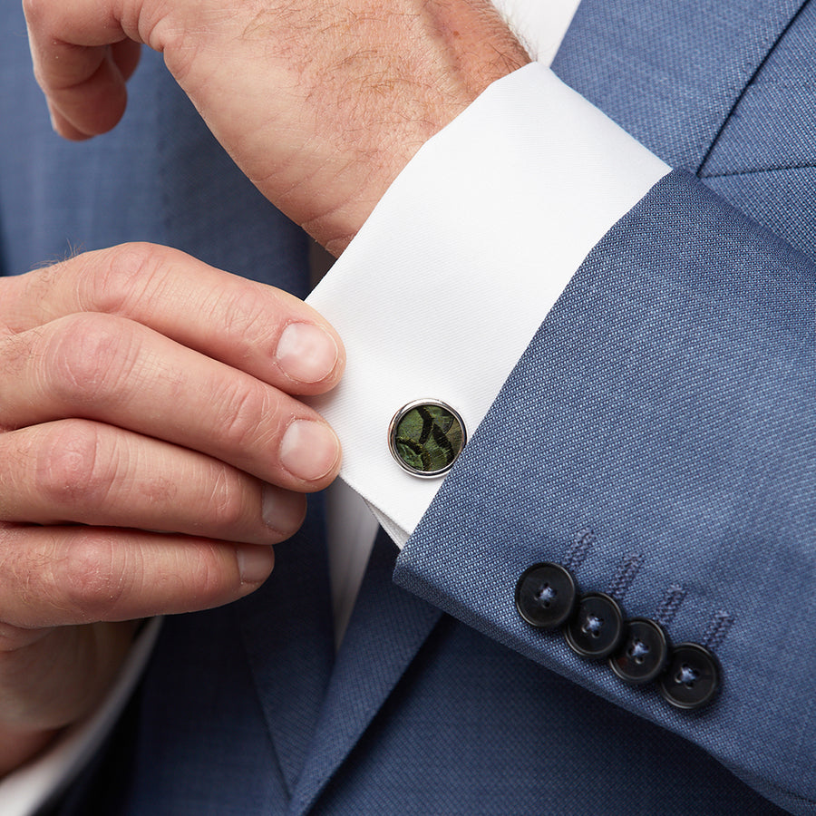 1 Pair Brass Round Cuff Button Cover Cuff Links for Men's Wedding