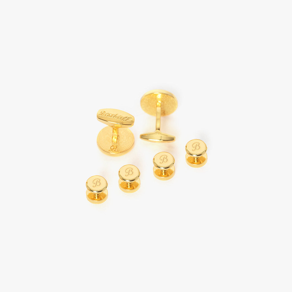 The Green Stud Cufflink in Gold main image 1