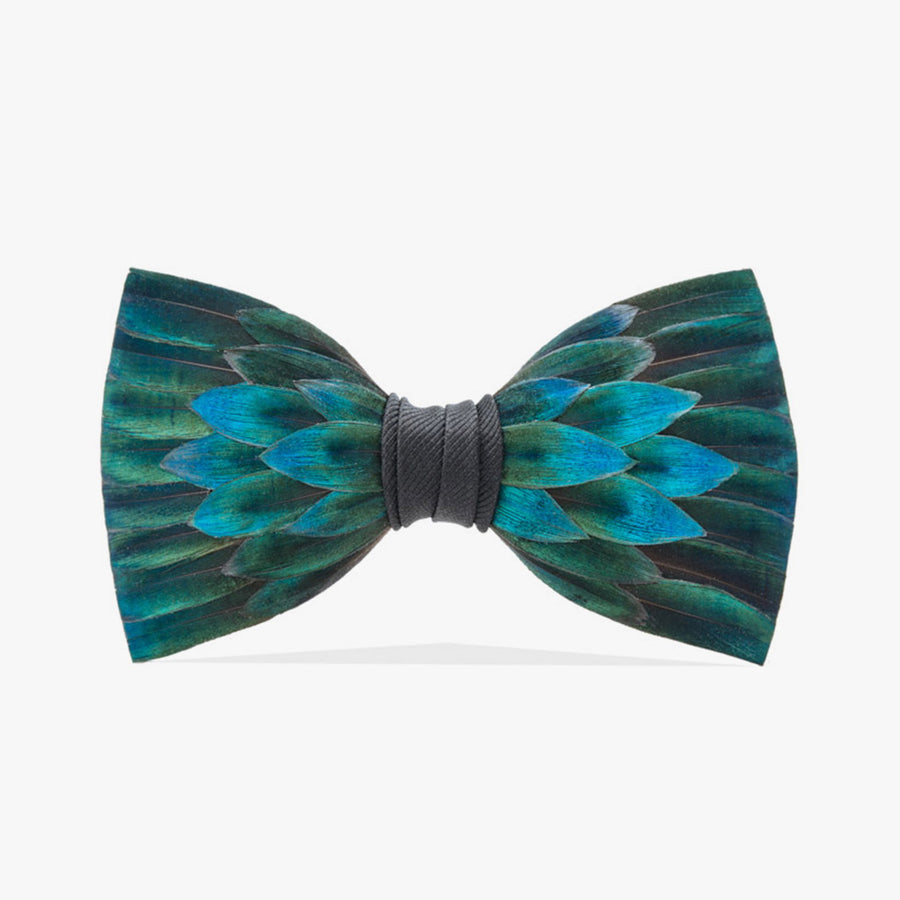 Dark Teal Bow Tie - Genuine Peacock Feathers