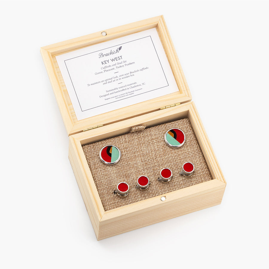 Wasp Pair Cufflinks Silver Red Crystals - Men's Wedding Gift Set With Box & Polishing Cloth