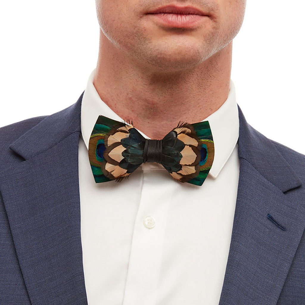 Nomad | Peacock and Pheasant Feather Bow Tie