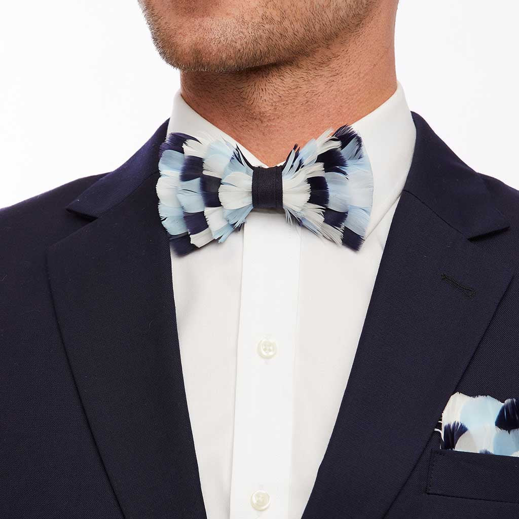 Summerall Bow Tie - Spring & Summer Shades of Blue Feathers